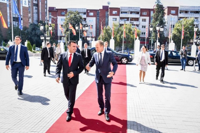 Председателят на Европейския съвет, Доналд Туск бе на посещение в Северна Македония